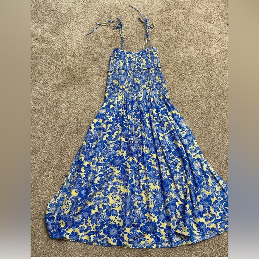 J. Crew Blue and White Floral Cotton Poplin Maxi Dress - Picture 5 of 6